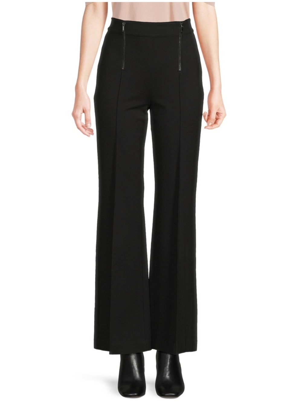 Karl Lagerfeld, Paris Pull On Black Pants Classic Raised Seams Boot Cut Medium